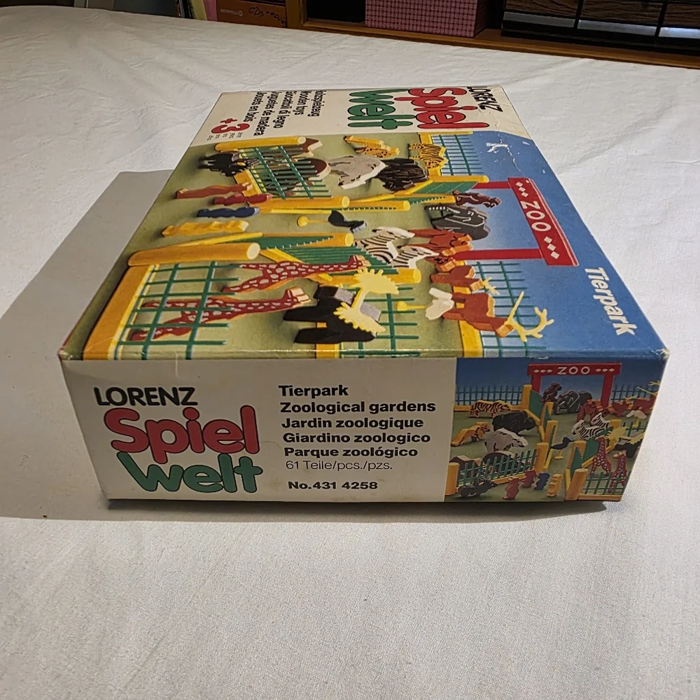 Vintage Lorenz Spiel Welt Wooden Zoo Set West Germany Tierpark Wood Toy Animals